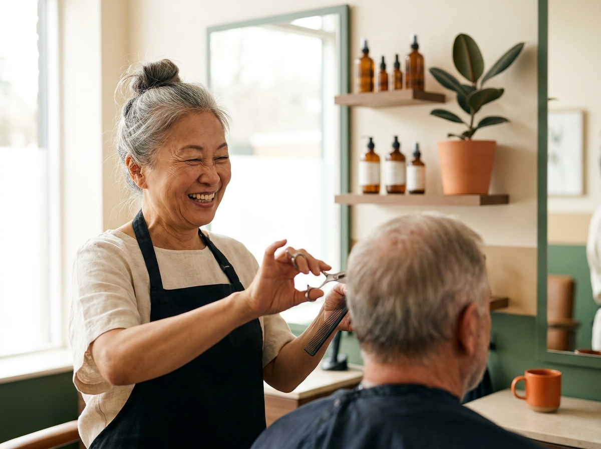 A salon owner with a client